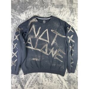 Grunge Streetwear Crewneck Handmade Bleach Dye‎ Not Alone XXX Mens XL